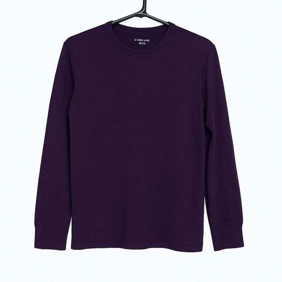 Everlane Dark Purple Waffle Long-Sleeve Crew Tee - Picture 2 of 5